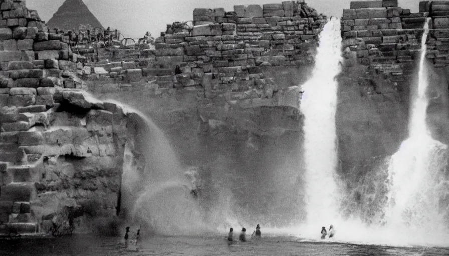 Image similar to waterfalls are flowing down the pyramids, archive photo, paradise