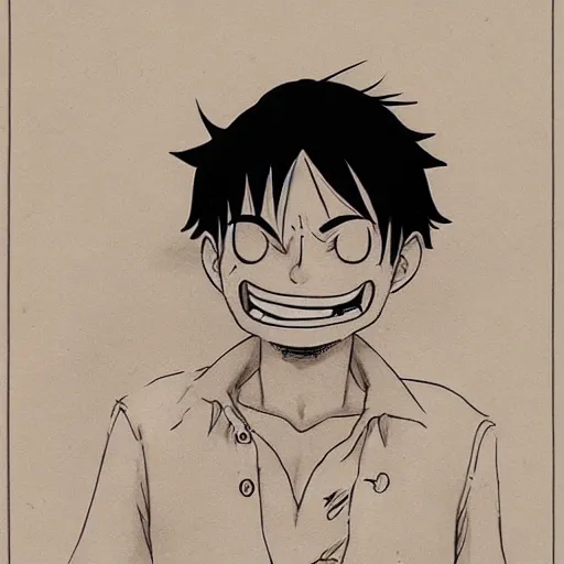 Image similar to [ luffy mustache ] ( by kim jung gi ) ( by george morikawa )