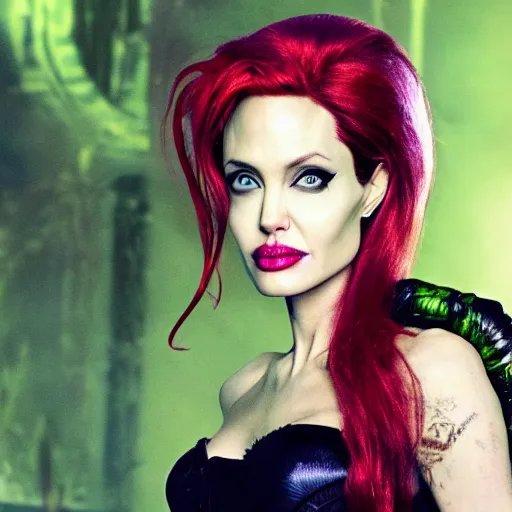 Image similar to Angelina Jolie as Poison Ivy 8k hdr Batman movie still