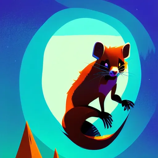 Image similar to curved perspective, extreme narrow, extreme fisheye, digital art of a marten animal by anton fadeev from nightmare before christmas