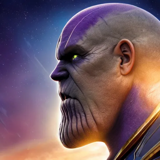 Prompt: thanos but he is planet earth, movie still, cgi render