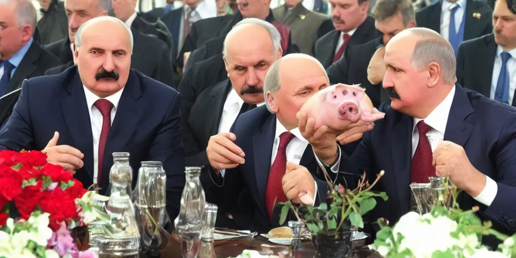 Prompt: alexander lukashenko with pig nose