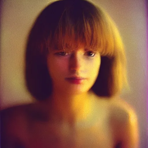 Image similar to portrait of a very pretty woman! symmetric face, petzval lens. featured on flickr, art photography, photo taken with provia, photo taken with ektachrome