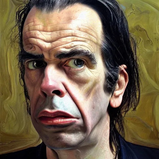 Image similar to high quality high detail painting by lucian freud, hd, sick nick cave