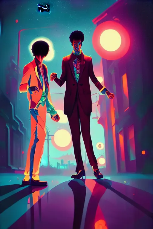 Image similar to A fever of the night, a grime tale of the night fever by the brothers guild, digital painting, artstation, ristan Eaton, victo ngai, artgerm, RHADS, ross draws, anime styled