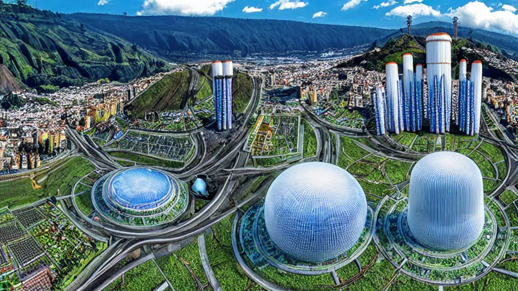 Image similar to Nucleur Reactor integrated with nature and City Quito, Ecuador; by Vincent Callebaut; 4K, 12K