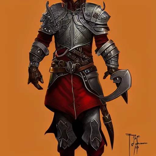 Image similar to character portrait, D&D, male half-elf, artificer, short red hair shaved on sides, white jacketed, half-plate armor, artstation, ultra detailed, todd lockwood