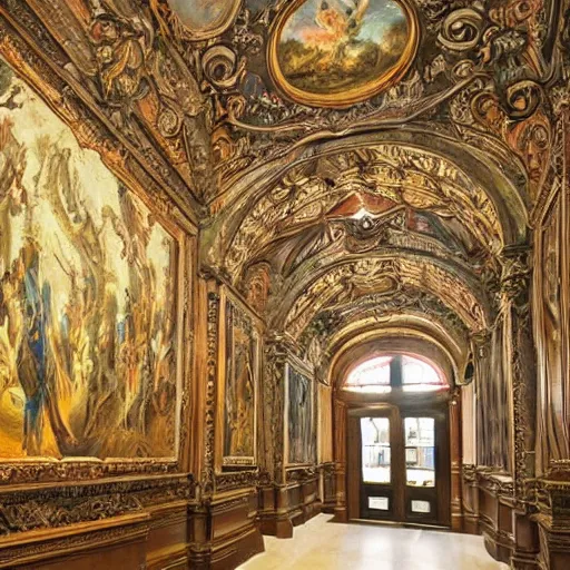 Prompt: ornate wall, full of paintings of angels, highly detailed