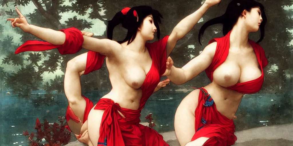 Image similar to mai shiranui, by bouguereau