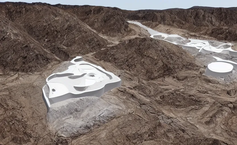 Image similar to bioremediation white architecture in the mining tailing