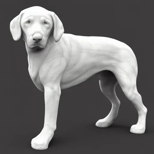 Prompt: render of marble statue of thin labrador retriever, detailed, 4 k