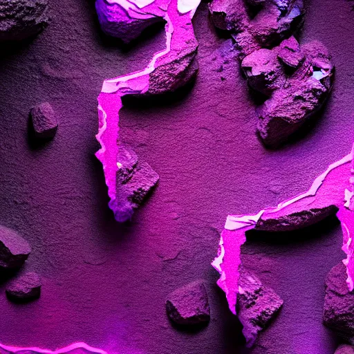 Image similar to 3D statue!!!, purple shattered paint!, glowing lava!!!, conglomerate!, slush!!, organized composition!, abstract!, black backdrop!, 4k!, award-winning photo!!!!