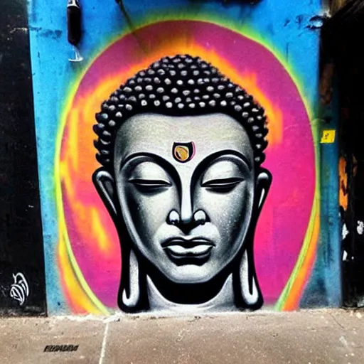 Image similar to street art hip hop buddha