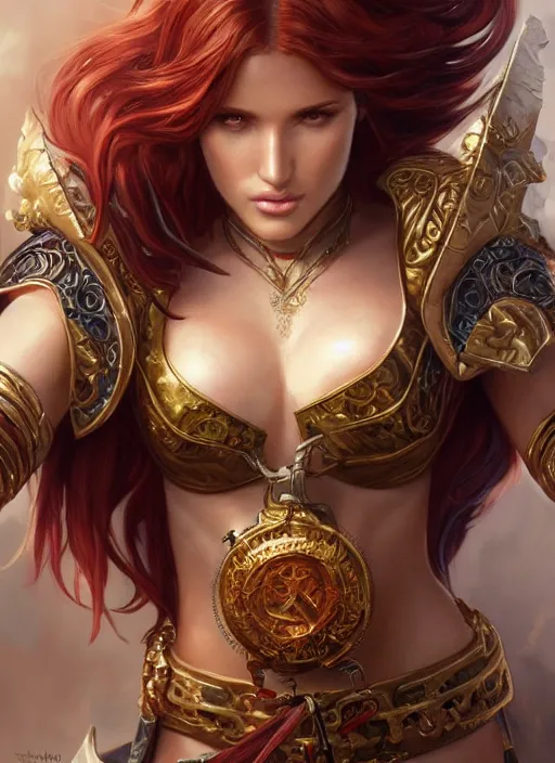 Image similar to ultra realistic illustration, bella thorne with adonis belt as diablo 3 monk anime, intricate, elegant, highly detailed, digital painting, artstation, concept art, smooth, sharp focus, illustration, art by artgerm and greg rutkowski and alphonse mucha and wlop