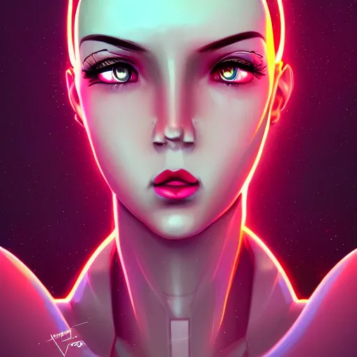 Image similar to face portrait of a robotic woman, sci fi, futuristic, cyber punkinspired by lois van baarle, cinematic, 8 k