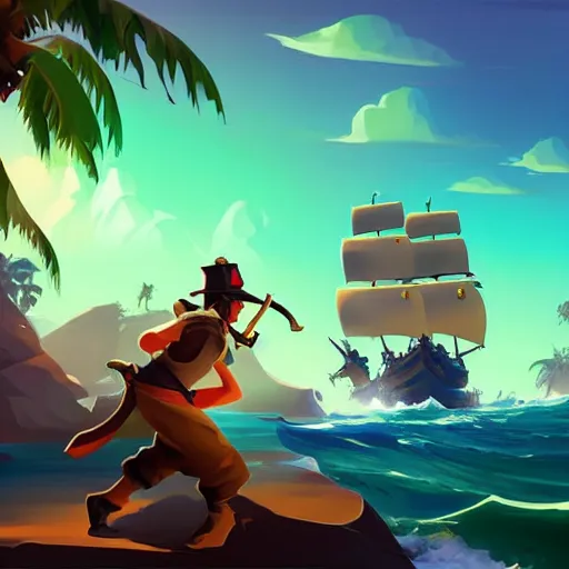 Image similar to painting treasure on sea of thieves game smooth median photoshop filter cutout vector, behance hd by jesper ejsing, by rhads, makoto shinkai and lois van baarle, ilya kuvshinov, rossdraws global illumination