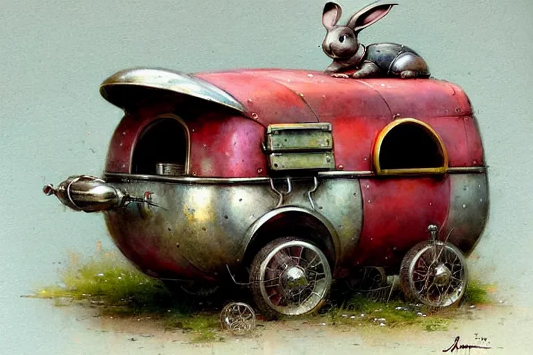 Prompt: adventurer ( ( ( ( ( 1 9 5 0 s retro future robot android rabbit wagon. muted colors. ) ) ) ) ) by jean baptiste monge!!!!!!!!!!!!!!!!!!!!!!!!! chrome red