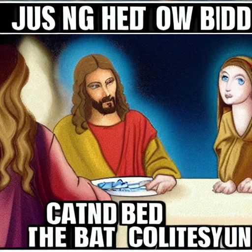 Prompt: jesus is upset because cat is bad