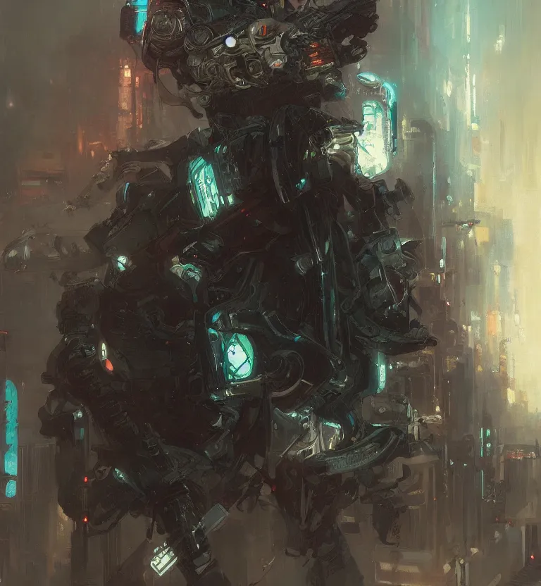 Prompt: a painting of cyberpunk death dealer, by jeremy mann, krenz cushart, artem demura, alphonse mucha, intricate, elegant, highly detailed, digital painting, artstation, concept art, smooth, sharp focus, illustration, art