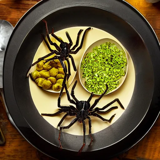 Image similar to Food photography michelin star bowl of live spiders