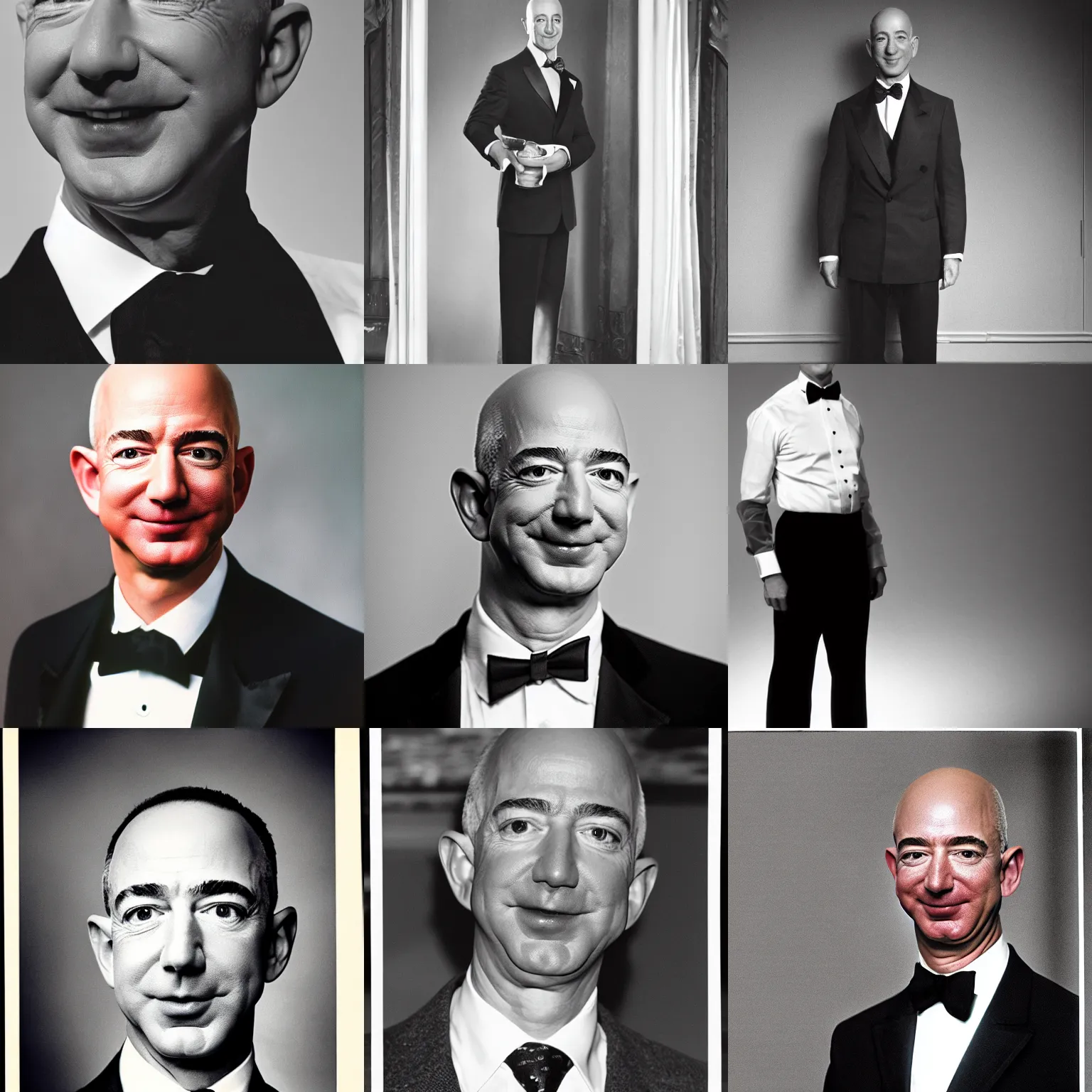 Prompt: Jeff Bezos as a butler, 1970, 50mm, portrait