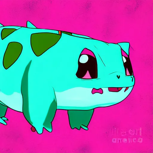 Prompt: bulbasaur by andi warhol, 4 k, digital painting, bright colors