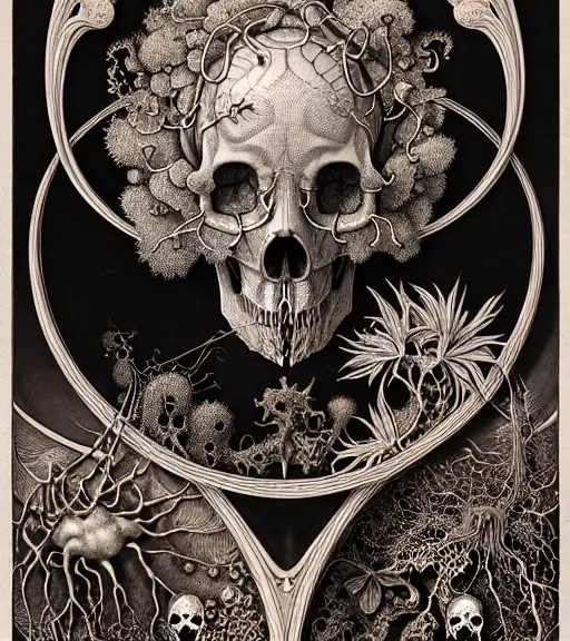 Image similar to art forms of nature by ernst haeckel, memento mori by arthur rackham, ornate antique porcelain beautiful skull mask, ultrasharp, photorealistic, hyperdetailed, octane render, polished, art nouveau, neo - gothic, gothic, intricate ornamental organic filigree, art nouveau botanicals, art forms of nature by ernst haeckel, horizontal symmetry, symbolist, visionary