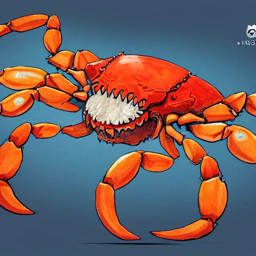 Image similar to a detailed illustration of a crab monster, art station, Flickr, concept art