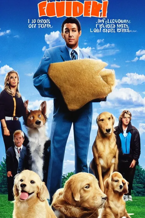 Prompt: poster to a movie where air bud does his ( ( taxes ) )
