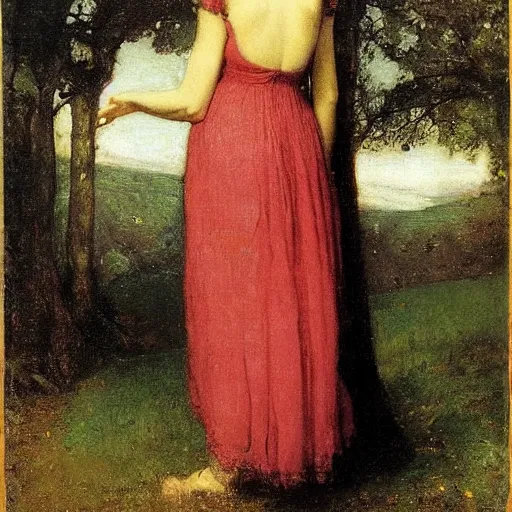 Image similar to photo of young woman by arnold bocklin