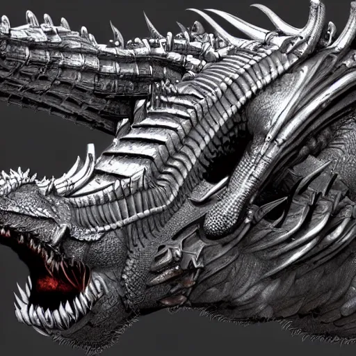 Prompt: cyborg dragon concept art by H.R. Giger, detailed, 4k