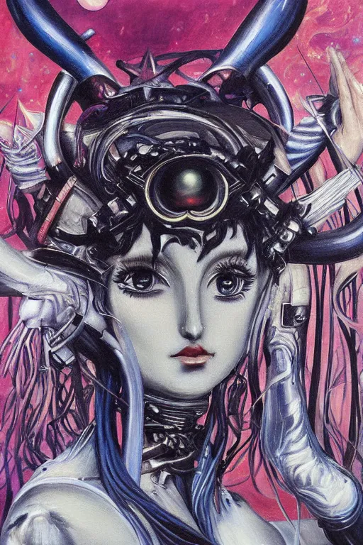 Image similar to detailed painting of Sailor Moon by H. R. Giger