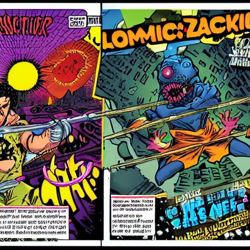 Image similar to action pack comic in style of Comix Zone, Lovecraftian horrors, cosmic horror