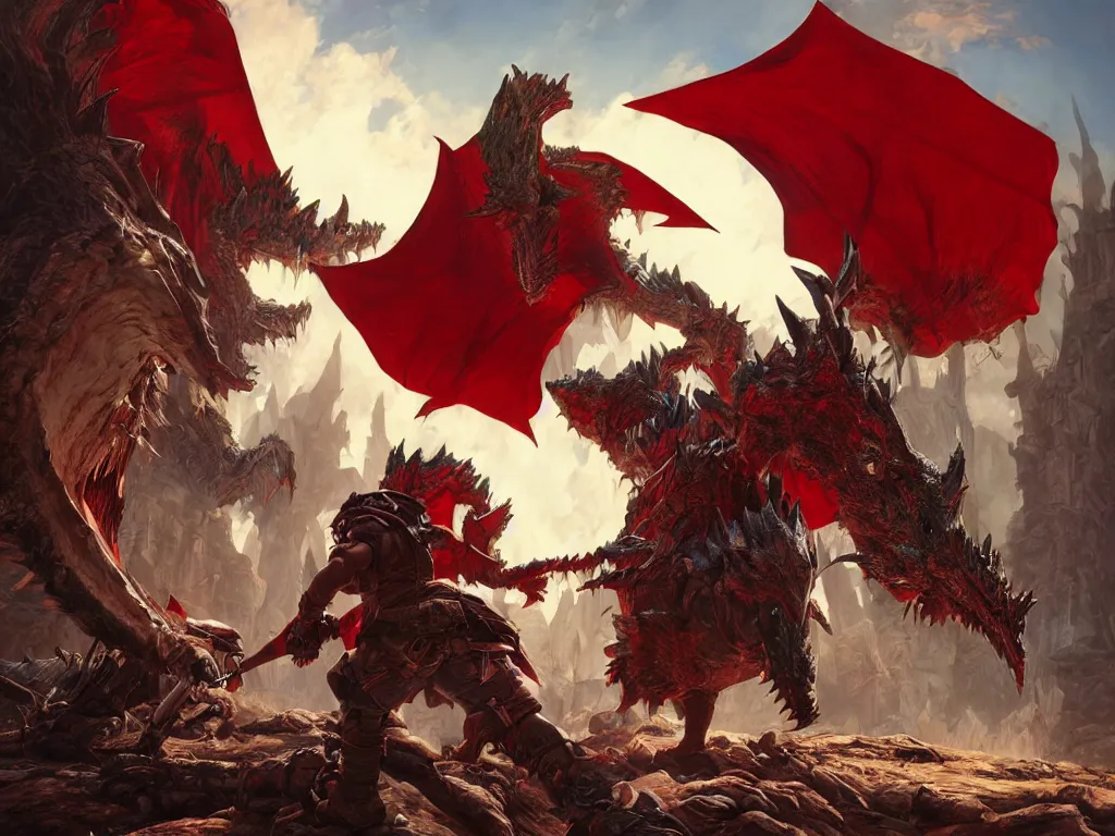 a fight between a Rathalos and Diablos, Monster, Stable Diffusion