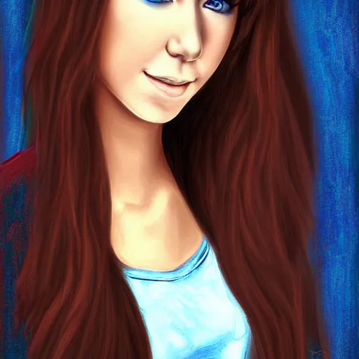 Image similar to portrait of Christina Grimmie, highly detailed, centered, solid color background, digital painting