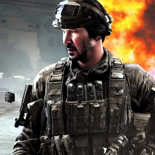 Image similar to Keanu reeves in Call of duty 4K quality