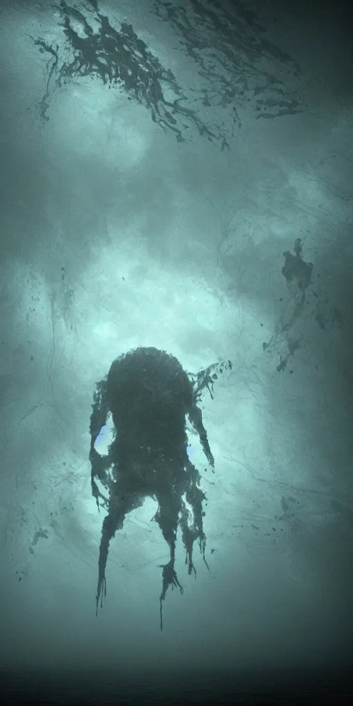 Image similar to underwater abyss, rectangle,'silent hill ', deeps, monster, cinematic, realistic, eerie, dramatic, horror