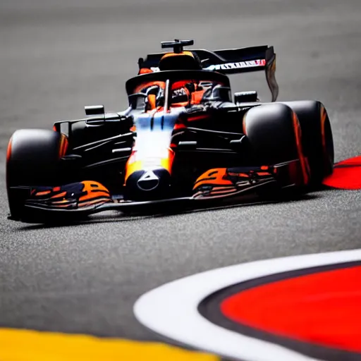 Image similar to close up of max verstappen in the mercedes f 1 factory, dramatic shot, great photography, ambient light, l