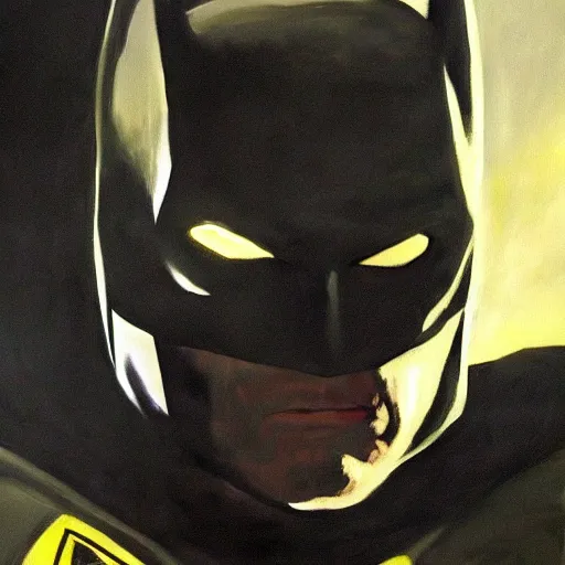 Image similar to Painting of a batman dark knight by Christopher Nolan oil painting