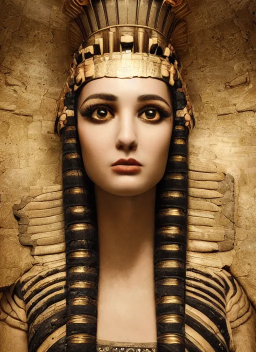 Image similar to closeup of cleopatra's palace, depth of field, zeiss lens, detailed, symmetrical, centered, fashion photoshoot, by nicoletta ceccoli, mark ryden, lostfish, earl nore, hyung tae, frank frazetta, breathtaking, 8 k resolution, extremely detailed, beautiful, establishing shot, artistic, hyperrealistic, octane render