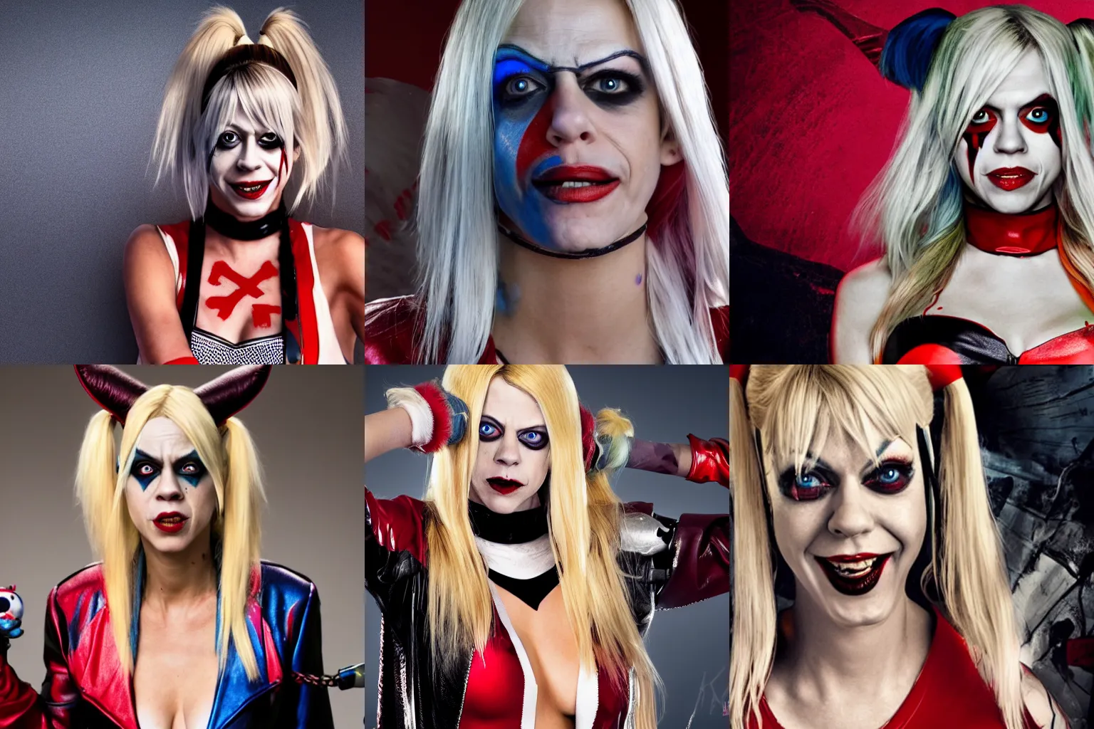 Prompt: Kaitlin Olson as harley quinn, 4k, highly detailed, high quality