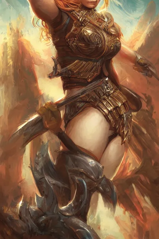 Image similar to a portrait of a strong female warrior by Ross Tran and jeff easley