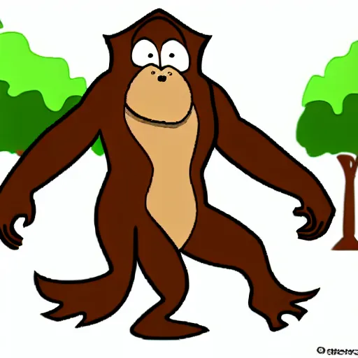 Image similar to bigfoot holding a large pickle. in the animation style of loony too s