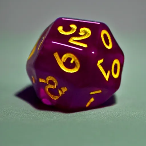 Prompt: fuzzy dice of a d 2 0, realistic photography, high detailed