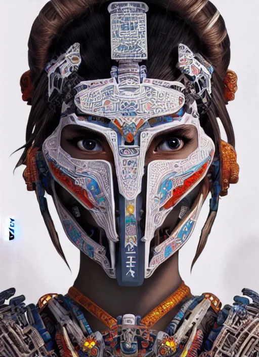 Image similar to portrait of a machine from horizon zero dawn, machine face, upper body, decorated with chinese opera motifs, asian, traditional chinese art, intricate, elegant, highly detailed, digital painting, artstation, concept art, smooth, sharp focus, illustration, art by artgerm and greg rutkowski and alphonse mucha, 8 k