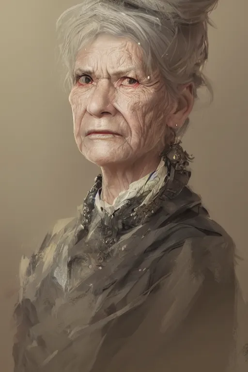 Image similar to a fancy portrait of a vary old women by greg rutkowski, sung choi, mitchell mohrhauser, maciej kuciara, johnson ting, maxim verehin, peter konig, 8 k photorealistic, cinematic lighting, hd, high details, dramatic, atmosphereric, trending on artstation