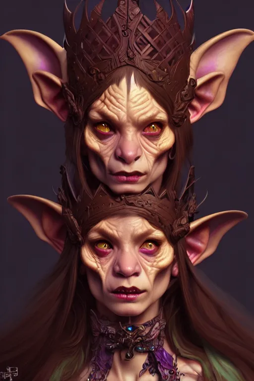 Prompt: beautiful goblin warlock, highly detailed, digital painting, artstation, sharp focus, illustration, art by tan zi and ayanamikodon and alphonse mucha and wlop