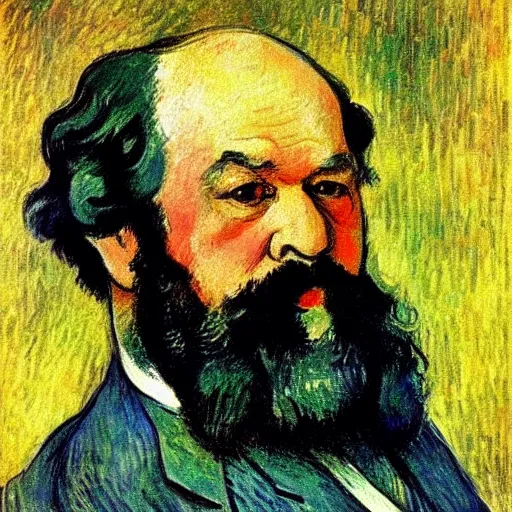 Image similar to beautiful post - impressionist painting portrait of karl marx by, henri de toulouse - lautrec, camille pissarro, paul cezanne, henri rousseau, vincent van gogh, henri - edmond