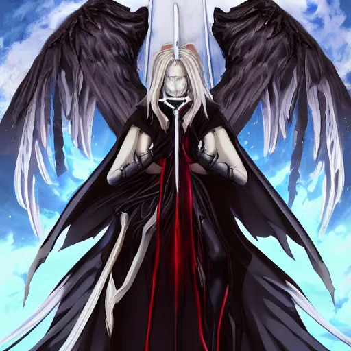 Prompt: portrait of azrael angel of death, anime fantasy illustration by tomoyuki yamasaki, kyoto studio, madhouse, ufotable, trending on artstation
