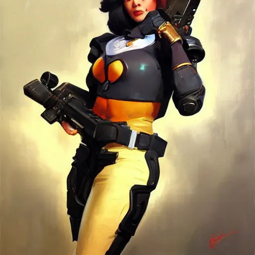 Image similar to greg manchess portrait painting of partially armored aka hermine jean granger as overwatch character, medium shot, asymmetrical, profile picture, organic painting, sunny day, matte painting, bold shapes, hard edges, street art, trending on artstation, by huang guangjian and gil elvgren and sachin teng